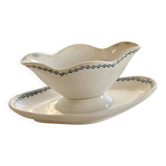 Saucière terre de fer ancienne Saint-Amand modèle 4022 - Liseré fleuri bleu