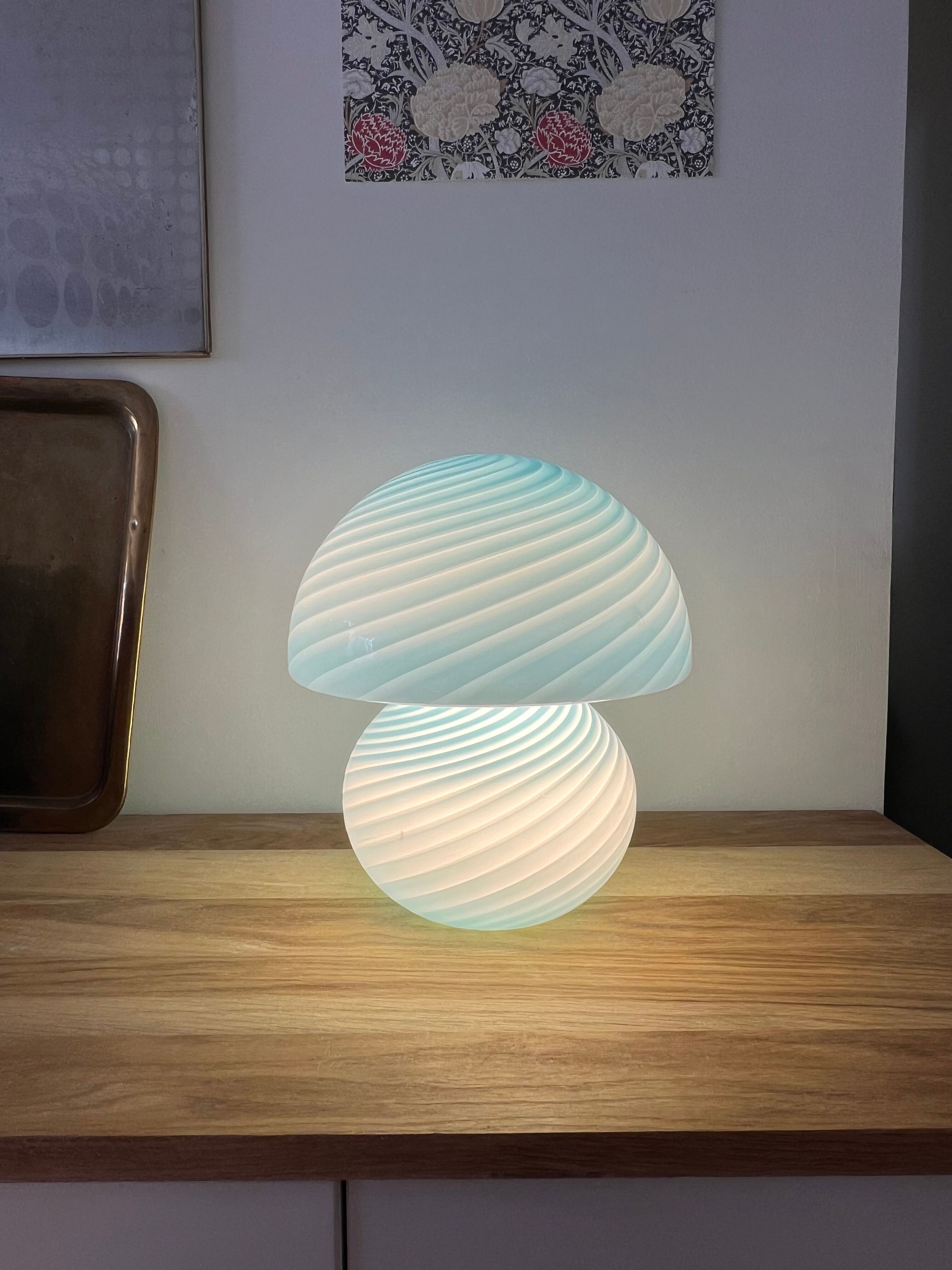 Mushroom lamp whirlpool blue Murano glass