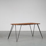 Table basse en osier des années 1950 des Pays-Bas