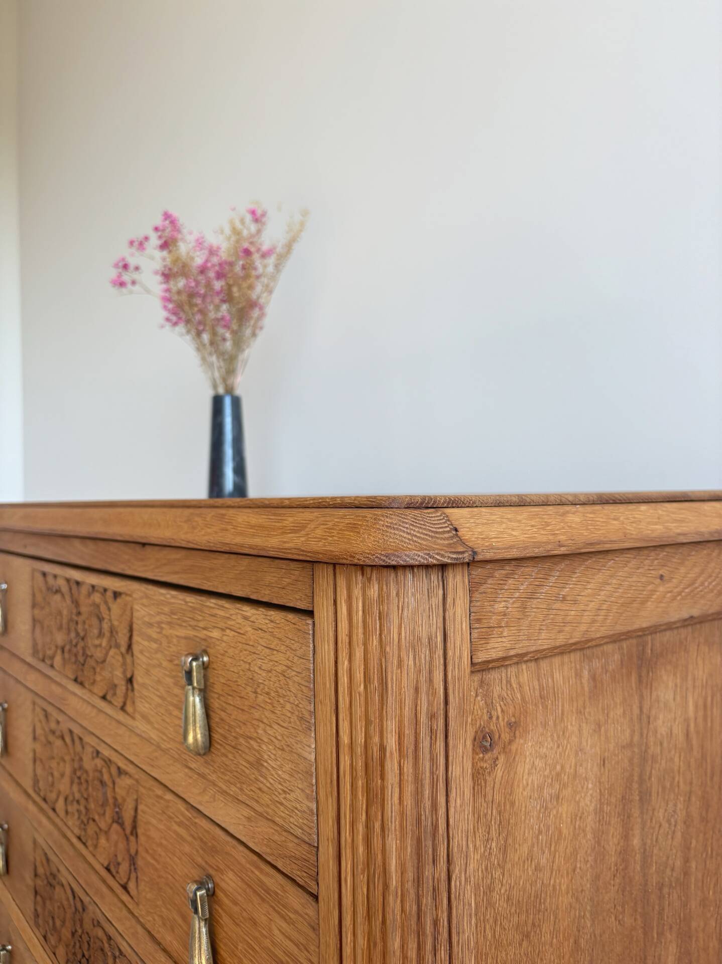Commode ancienne art déco chêne massif - 4 tiroirs renovée