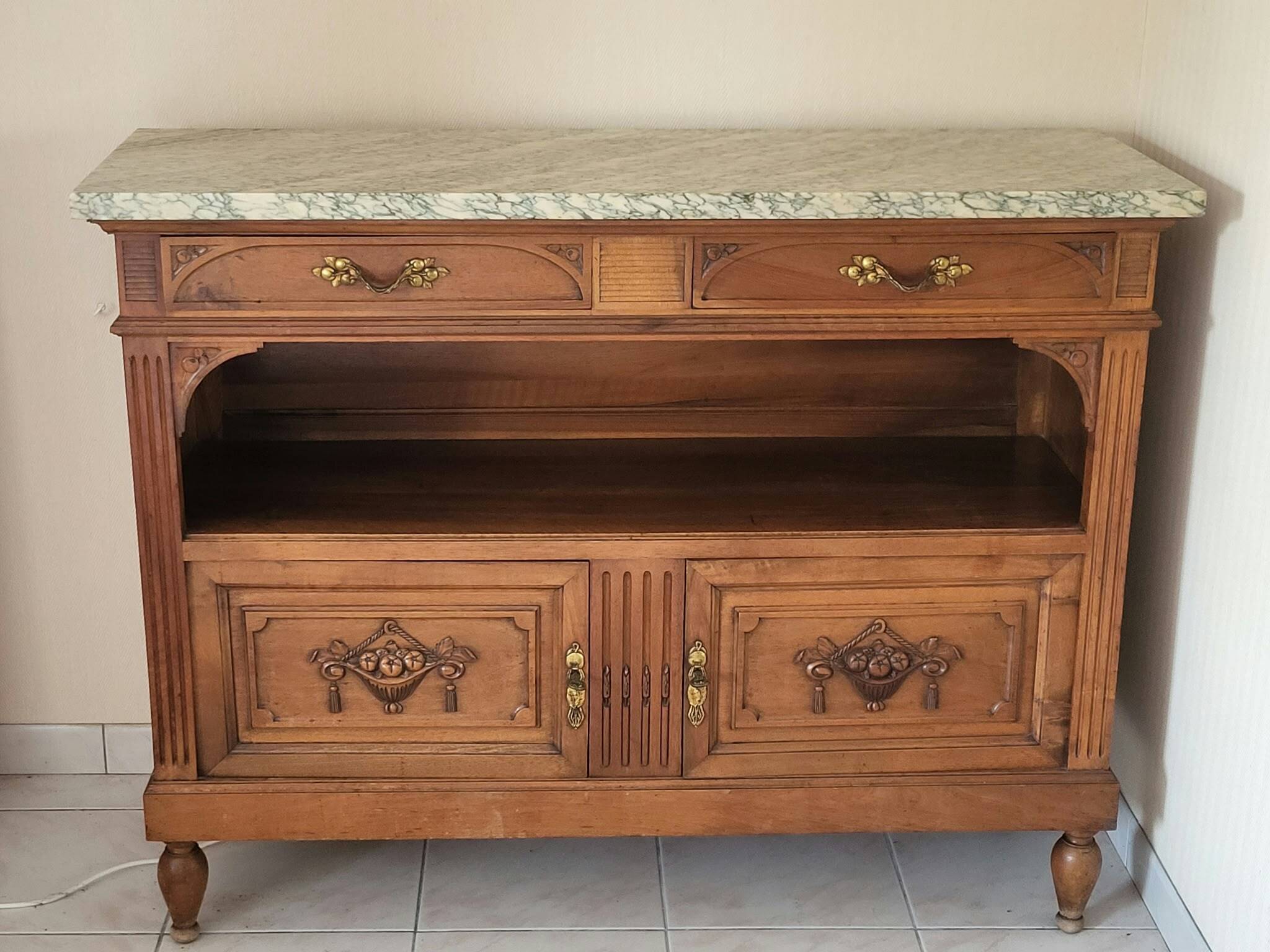Commode / Desserte Art Nouveau 1910 - Noyer Massif