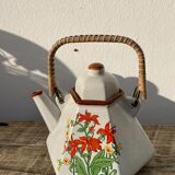Japanese teapot 80s with flower and bamboo decoration