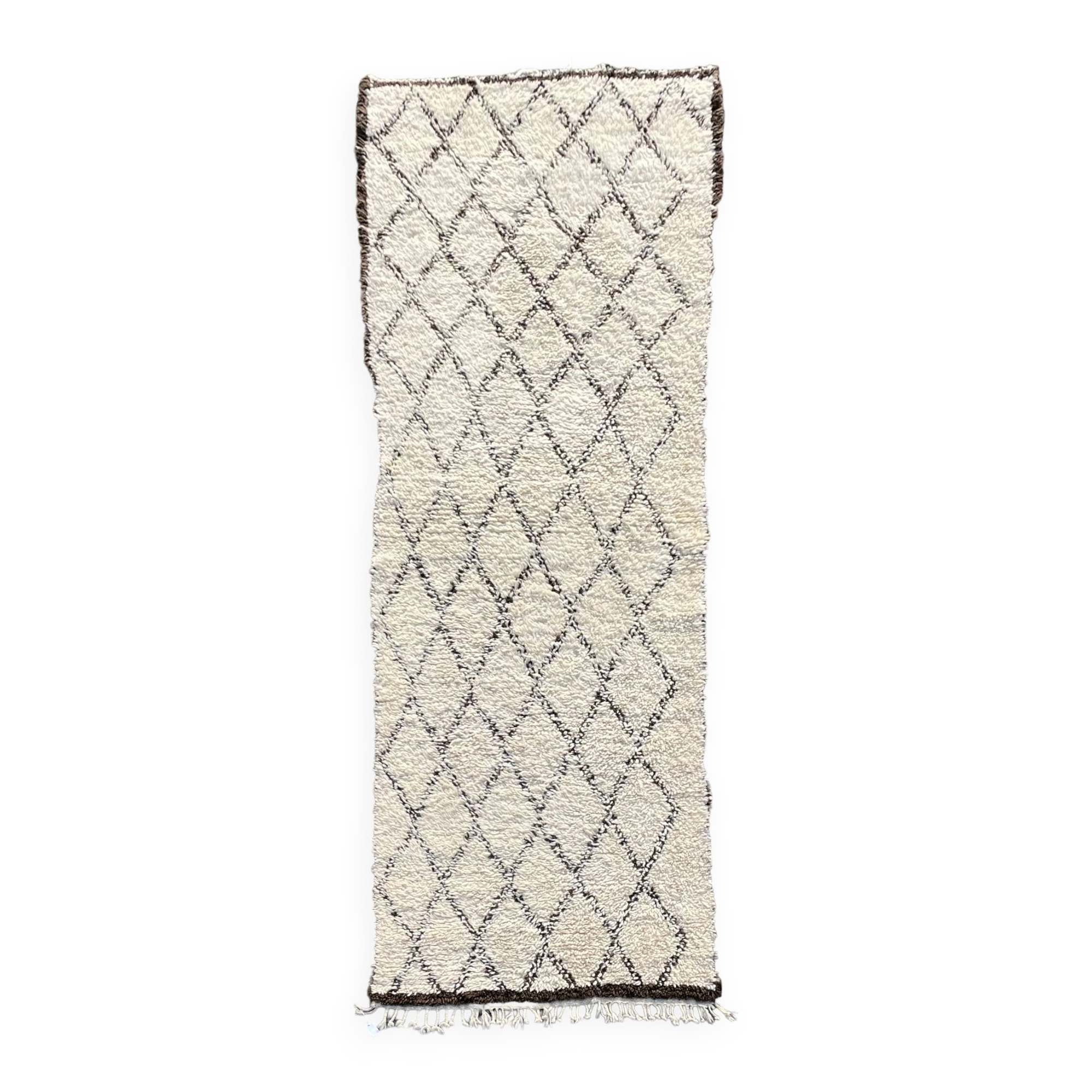 Long Berber hallway carpet Beni Ourain in wool 110x310 cm