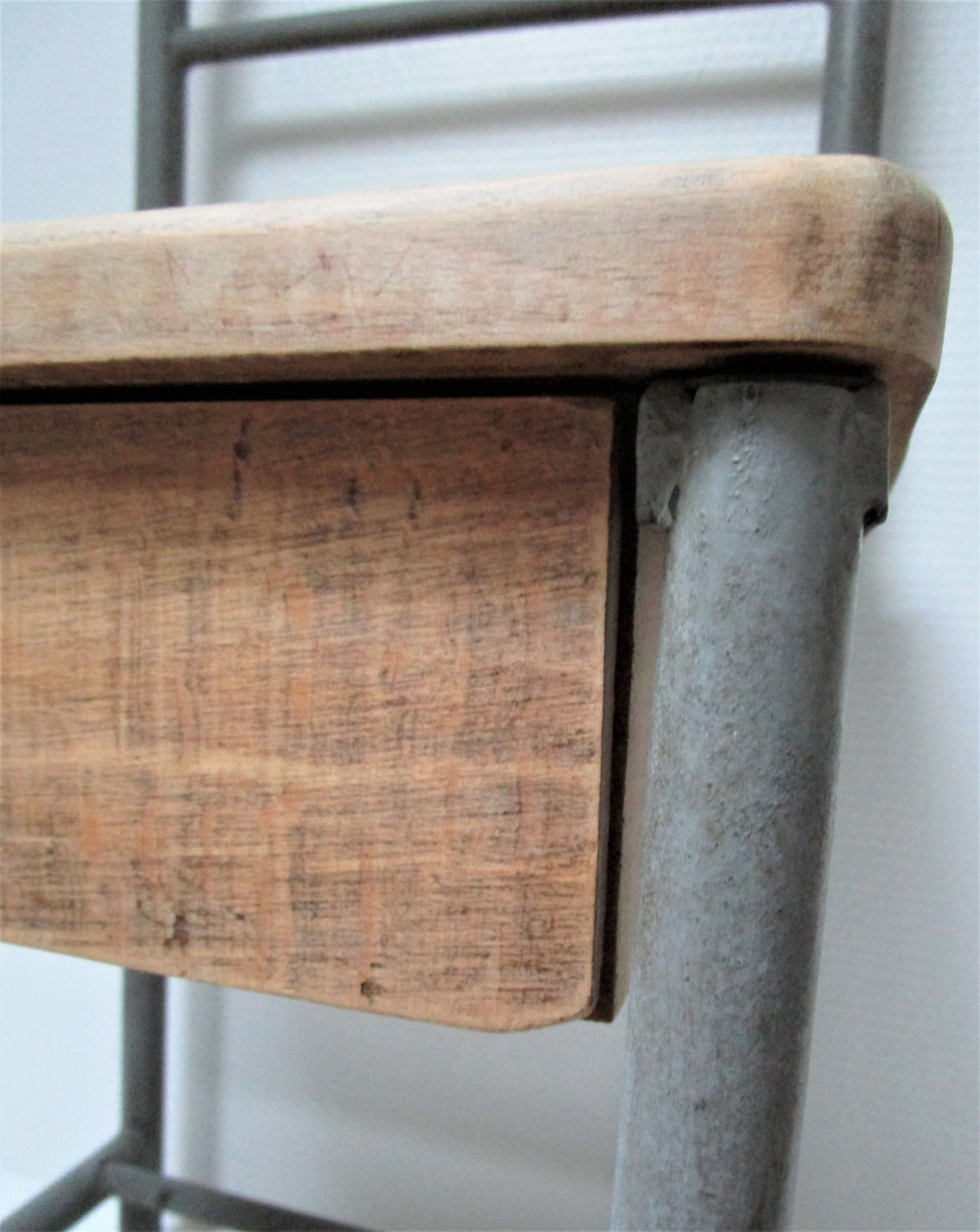 Bedside of boarding school wood vintage metal 50 s