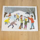 Affiche scolaire Nathan 1966 face 1 Les marrons chauds et face 2 Hiver Bonhomme de neige