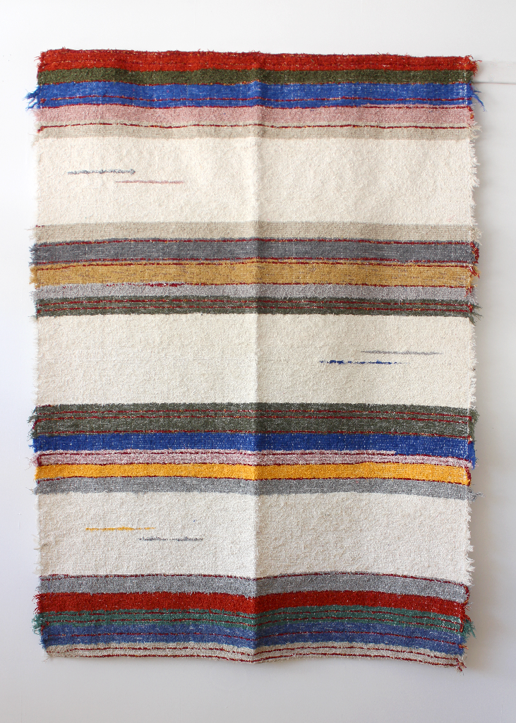Hand-woven handmade rug - 140 x 200 cm - multicolor & white