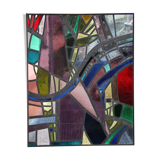 Multicolored stained glass window with hanging system - Germany - 1970's