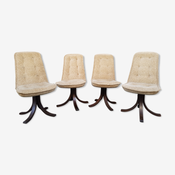 Série de 4 chaises pivotantes, années 70