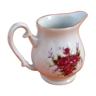 Pichet / Pot à lait  Porcelaine blanche à décor floral (roses) Hauteur : 85mm