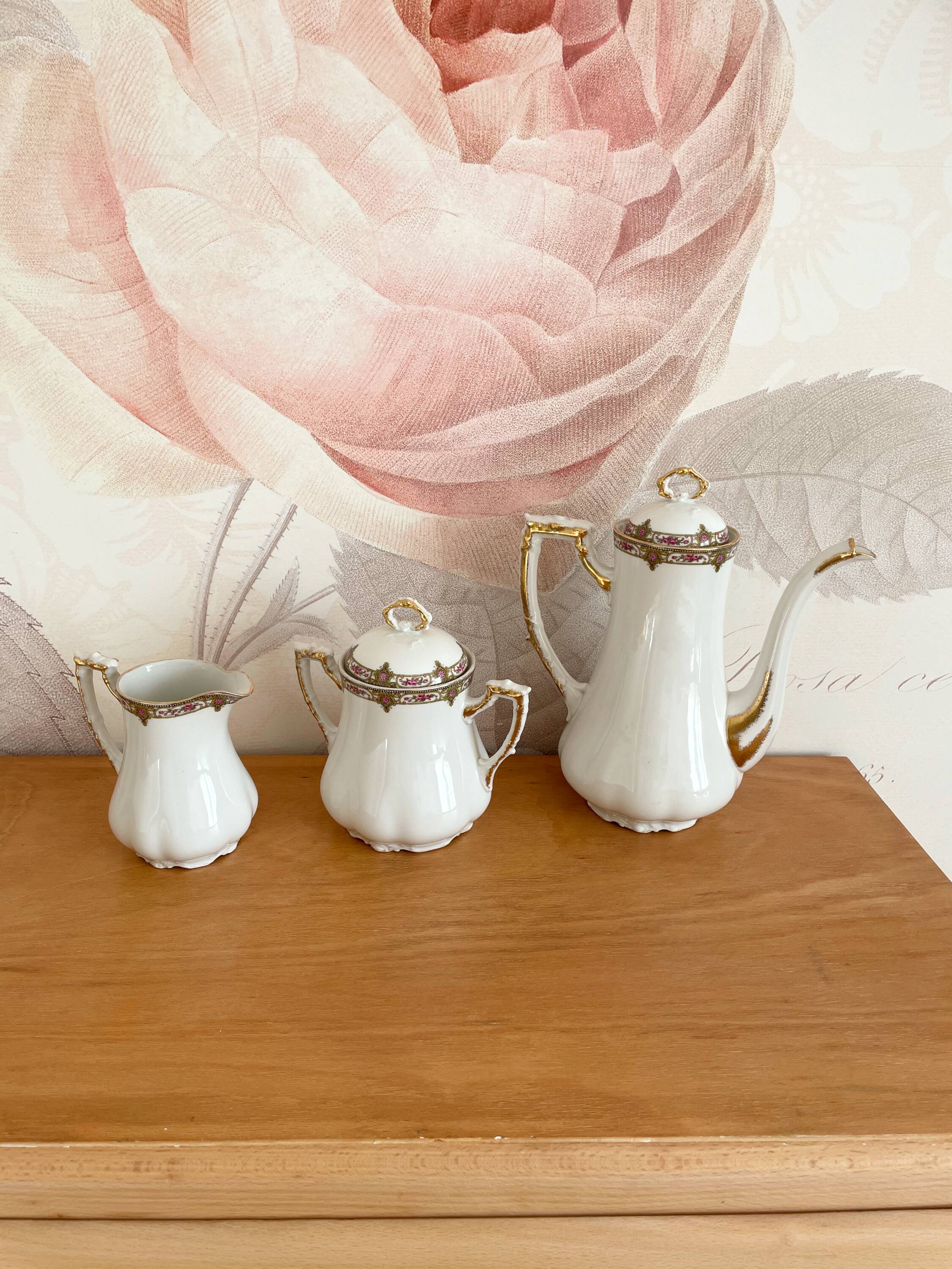 Coffee service in porcelain vignaud limoges - 1950