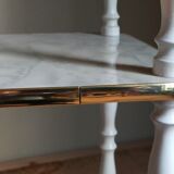 Solid turned wood and formica faux marble shelf to install wood 60s