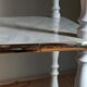 Solid turned wood and formica faux marble shelf to install wood 60s
