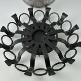 60s 70s Brutalist wall lamp or ceiling lamp made of iron & glass design