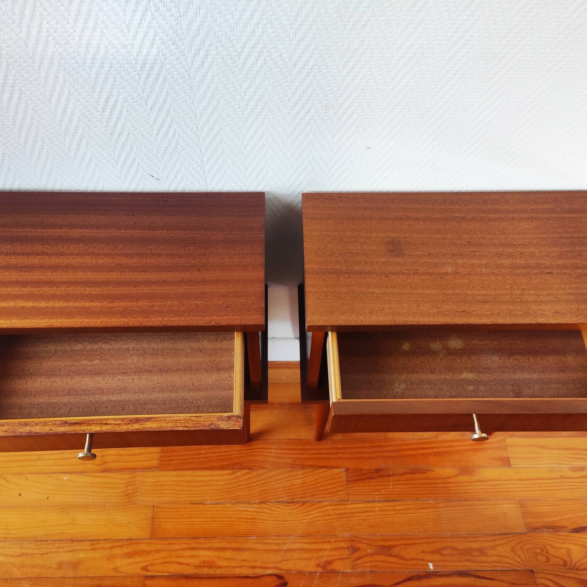 Paire de tables de chevet vintage 1960 inspiration scandinave