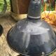 Set of 5 black industrial lamps from the 70s in their patina different formats