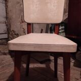 Scandinavian chair skaï white and wood feet bobbin