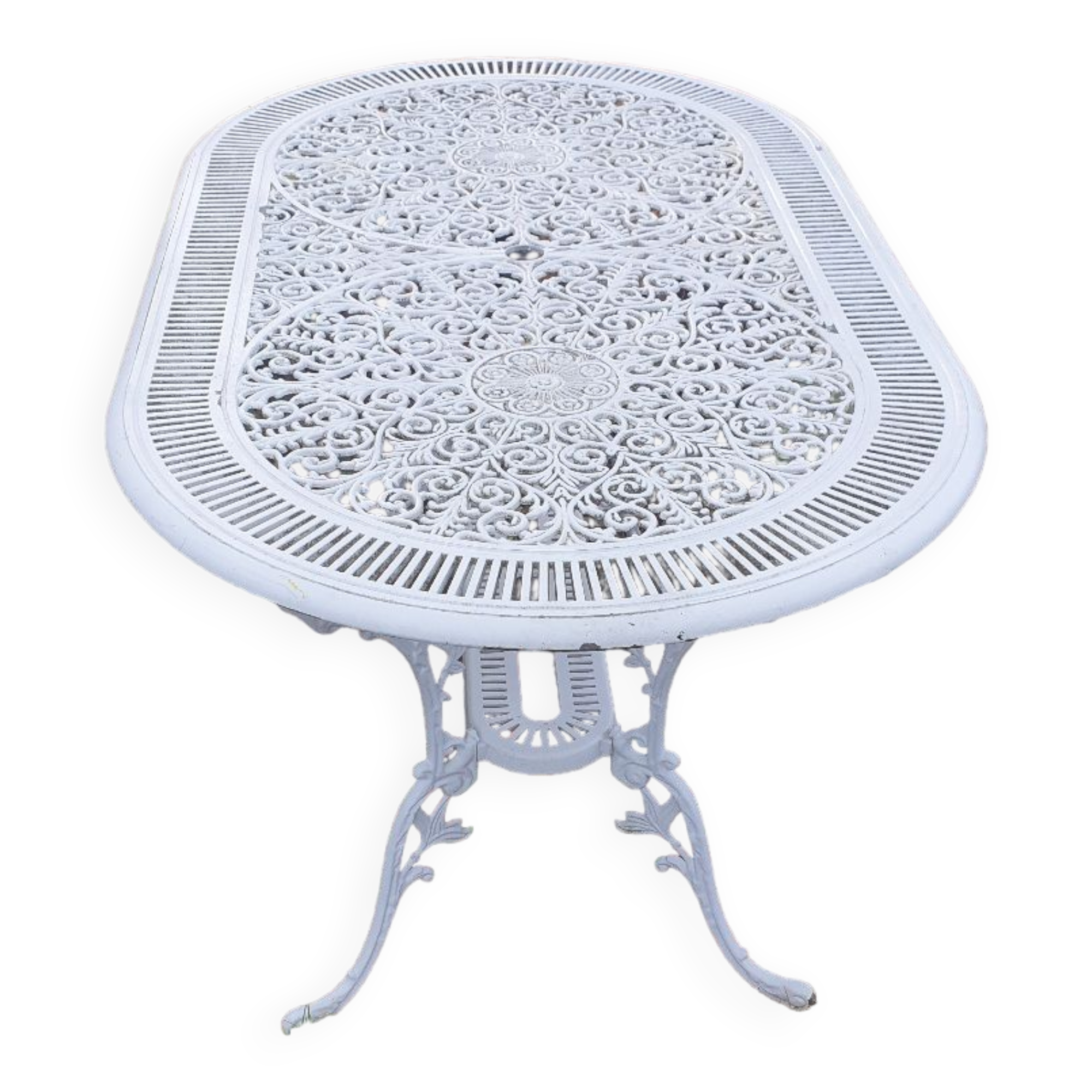 Ornate cast aluminum garden table