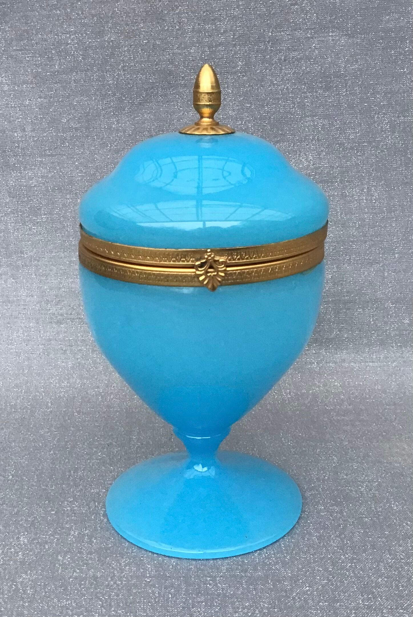 Blue Florentine opaline box gilded metal frame