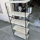 Industrial style shelf in light wood and cast iron
