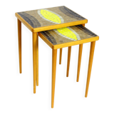 Set of 2 vintage nesting tables with mosaic top, 1970s