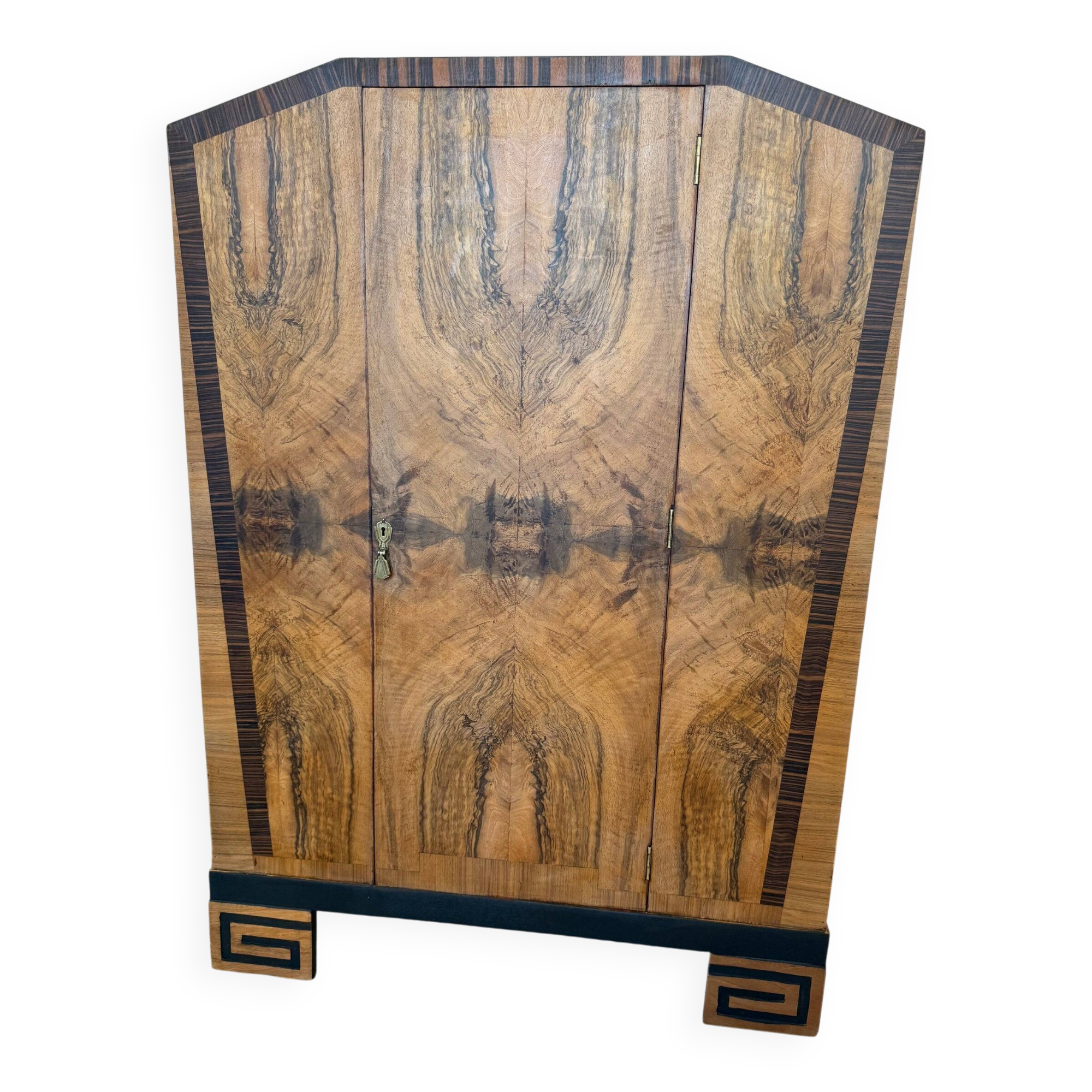 Vintage art deco storage furniture (dresser, wardrobe) in burr walnut