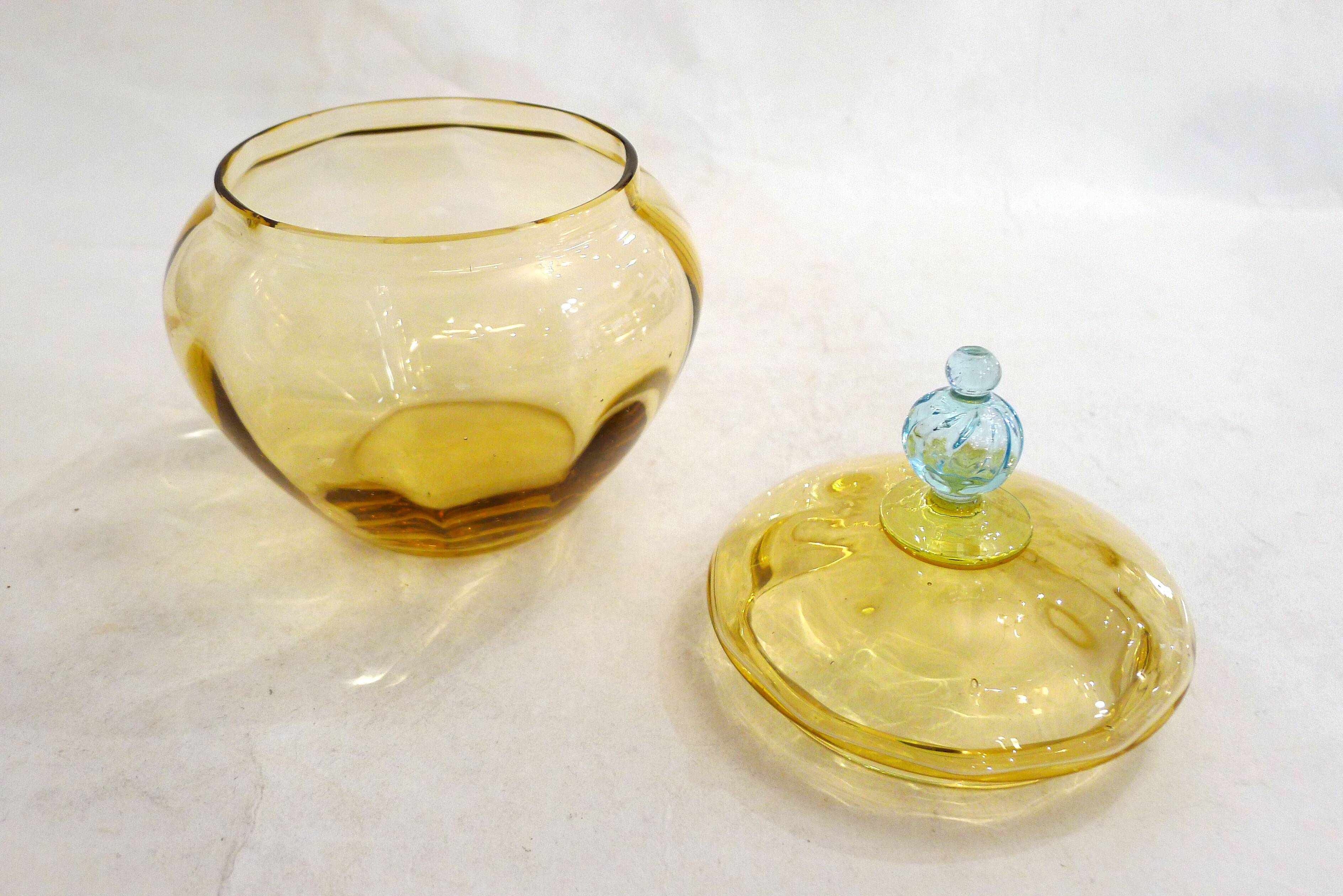 Antique two-tone blown glass bonbonnière