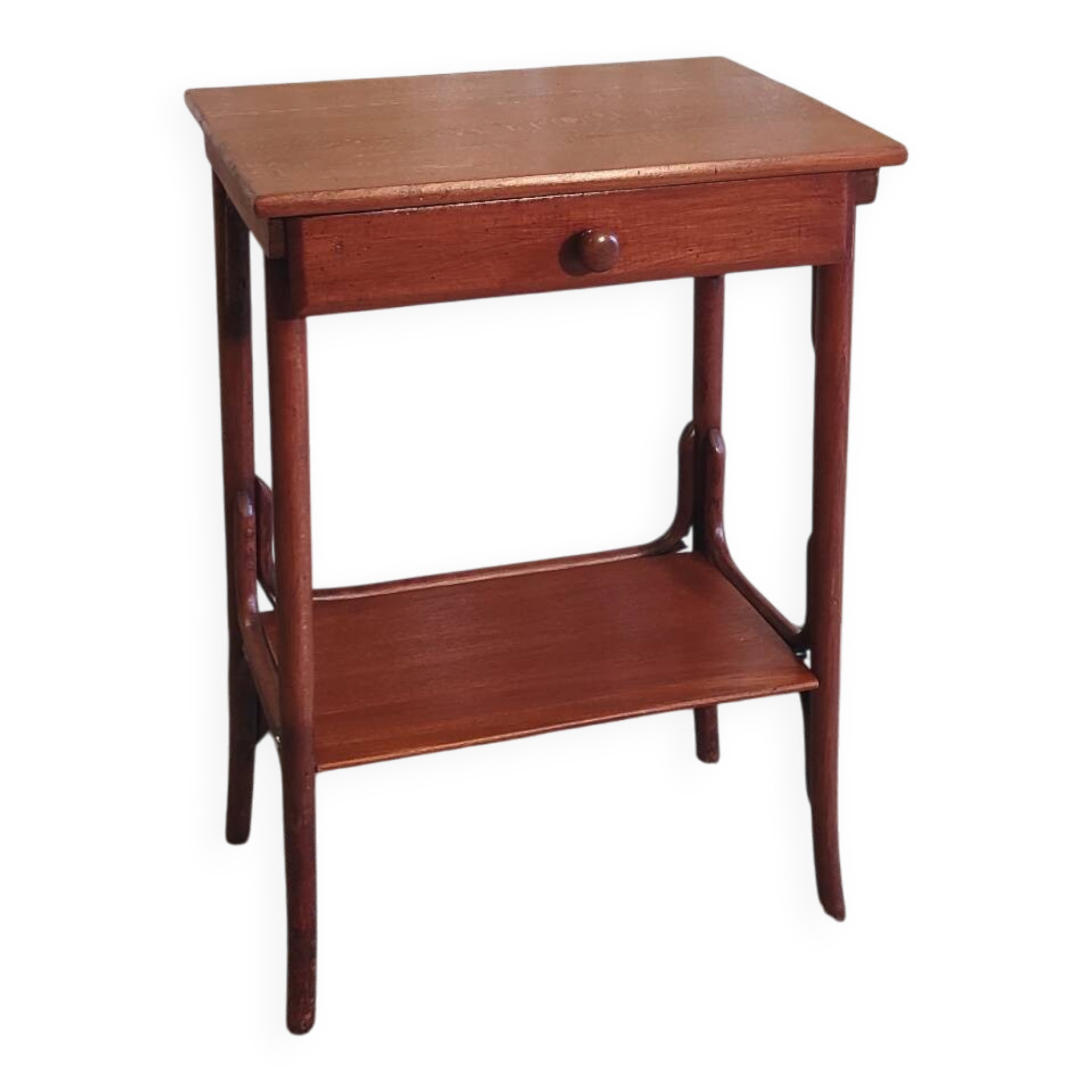Curved solid wood side table - early 20th century