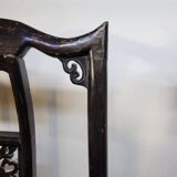 Paire d'anciennes chaises fauteuils Tabourets chinois XIXème en bois laqué noir