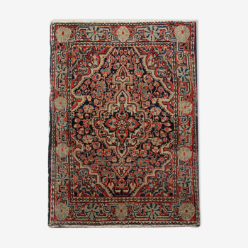 Oriental persian carpet red wool area rug 61x73cm