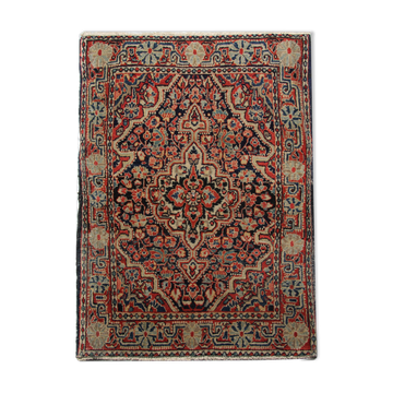 Oriental persian carpet red wool area rug 61x73cm