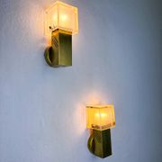 Pair of cubic Murano glass wall lights by Gaetano Sciolari, Italy, circa 1970s
