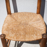 Wooden and straw chair x 4, chair with seat and straw back, chalet, countryside, decoration