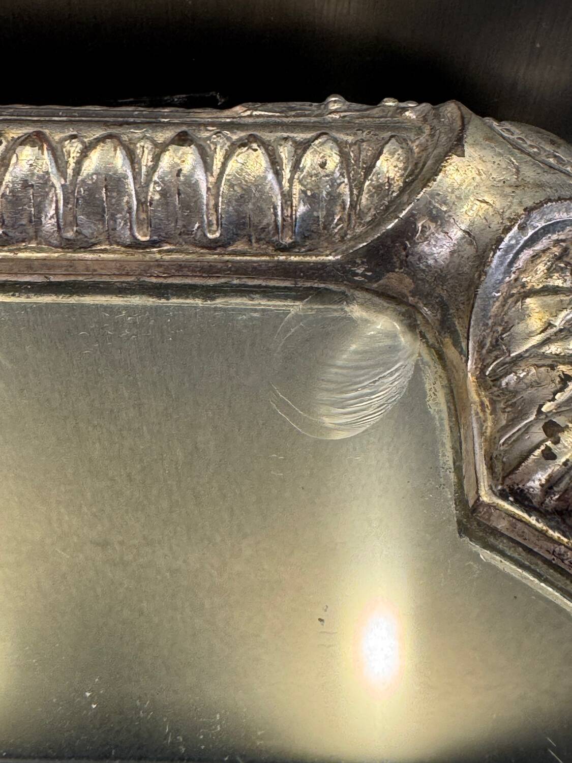 Silver metal mirror tray