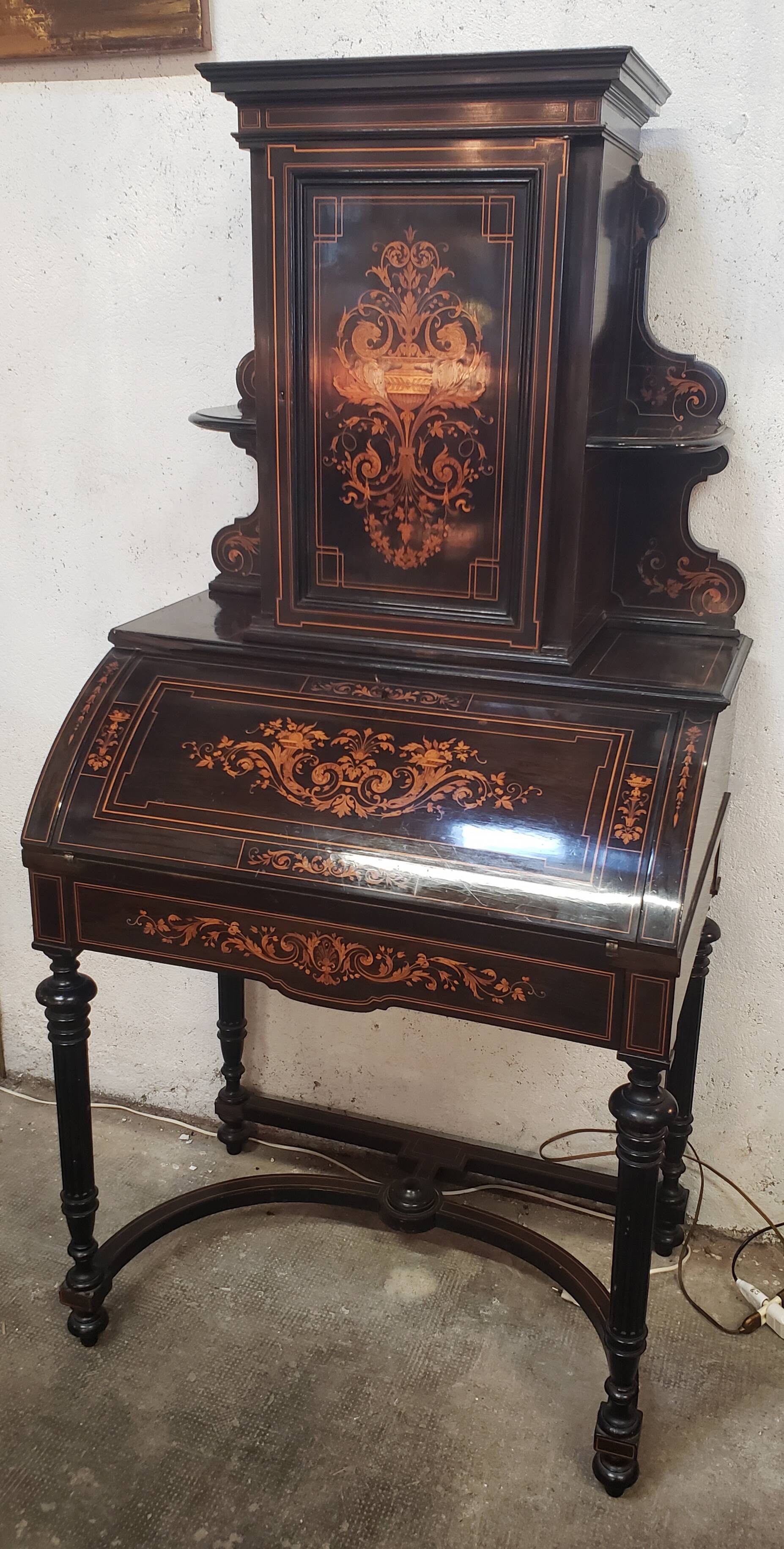 Napoleon III happiness of the day desk in blackened wood