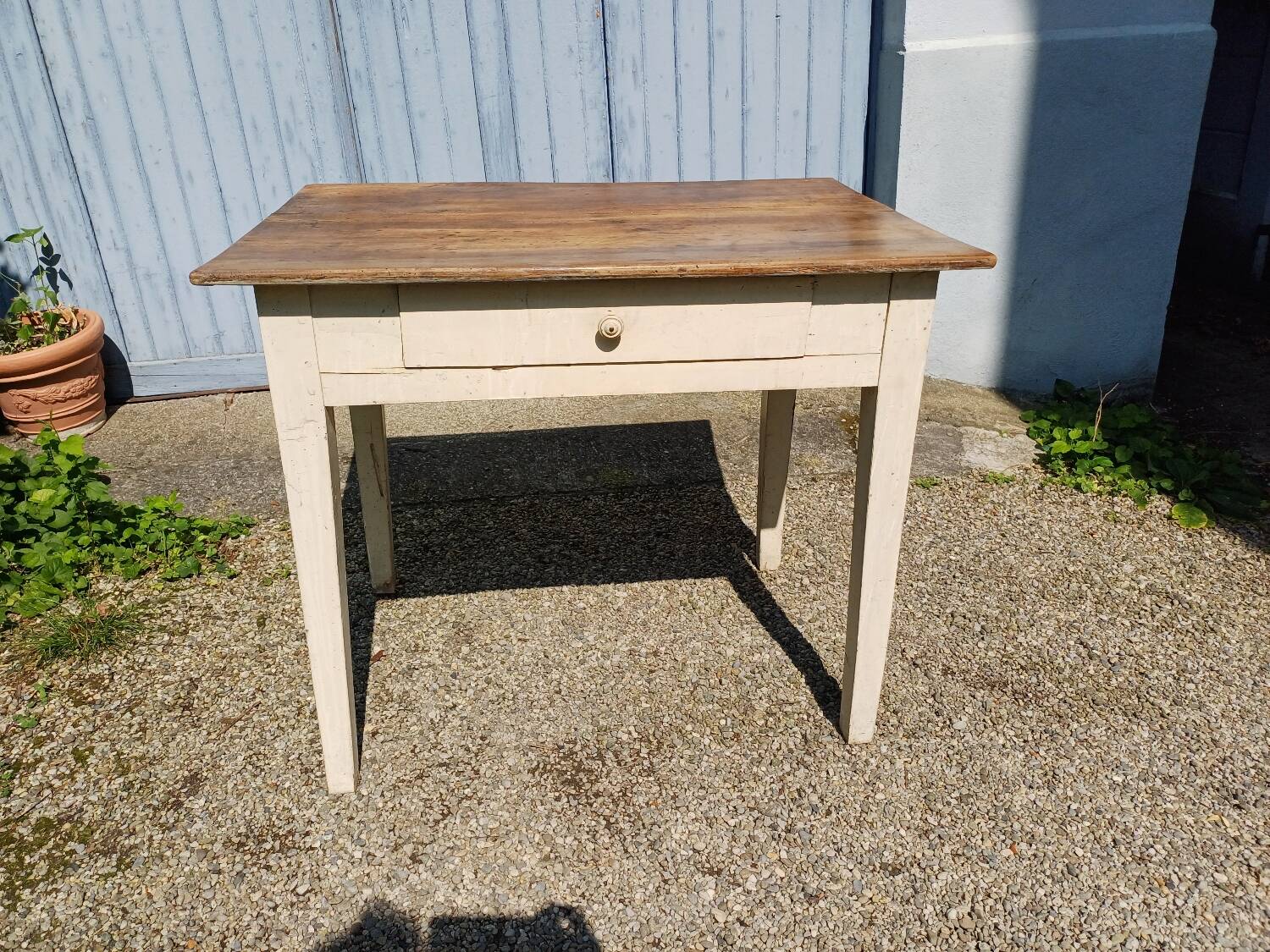Wooden farmhouse table