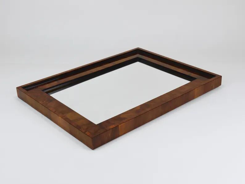 Square Biedermeier Antique 19th Century Walnut Wall Mirror, Vienna, 1850s