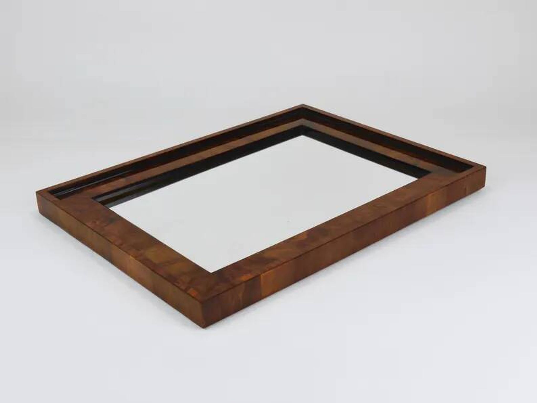 Square Biedermeier Antique 19th Century Walnut Wall Mirror, Vienna, 1850s