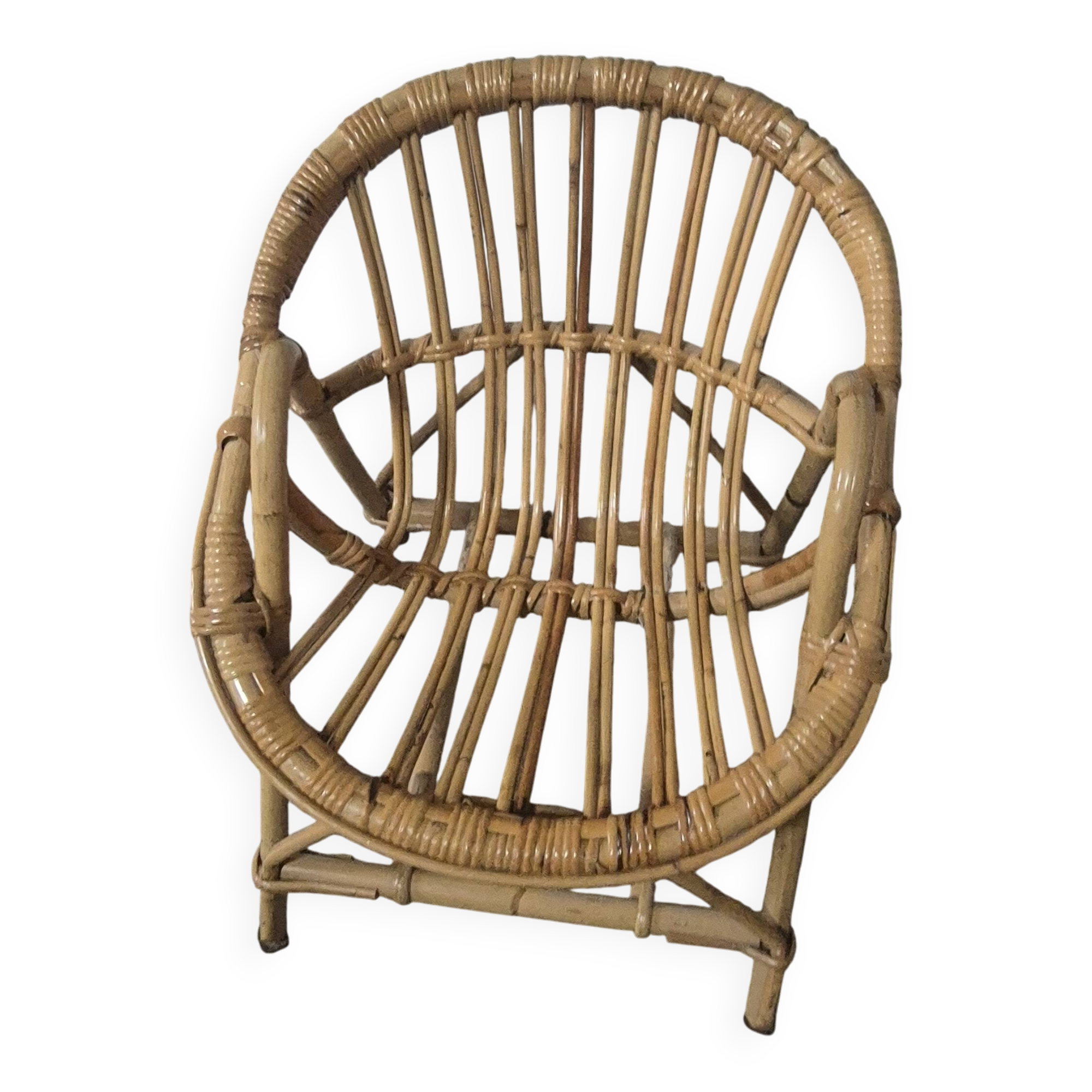 fauteuil enfant en rotin vintage