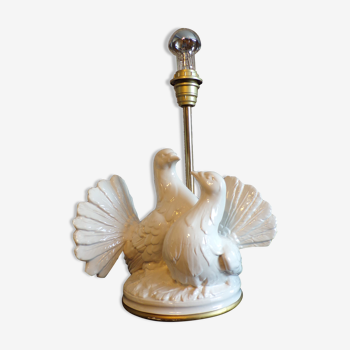 Lampe 2 colombes céramique