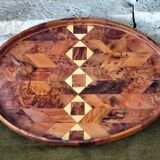 Geometric patterned wooden tray