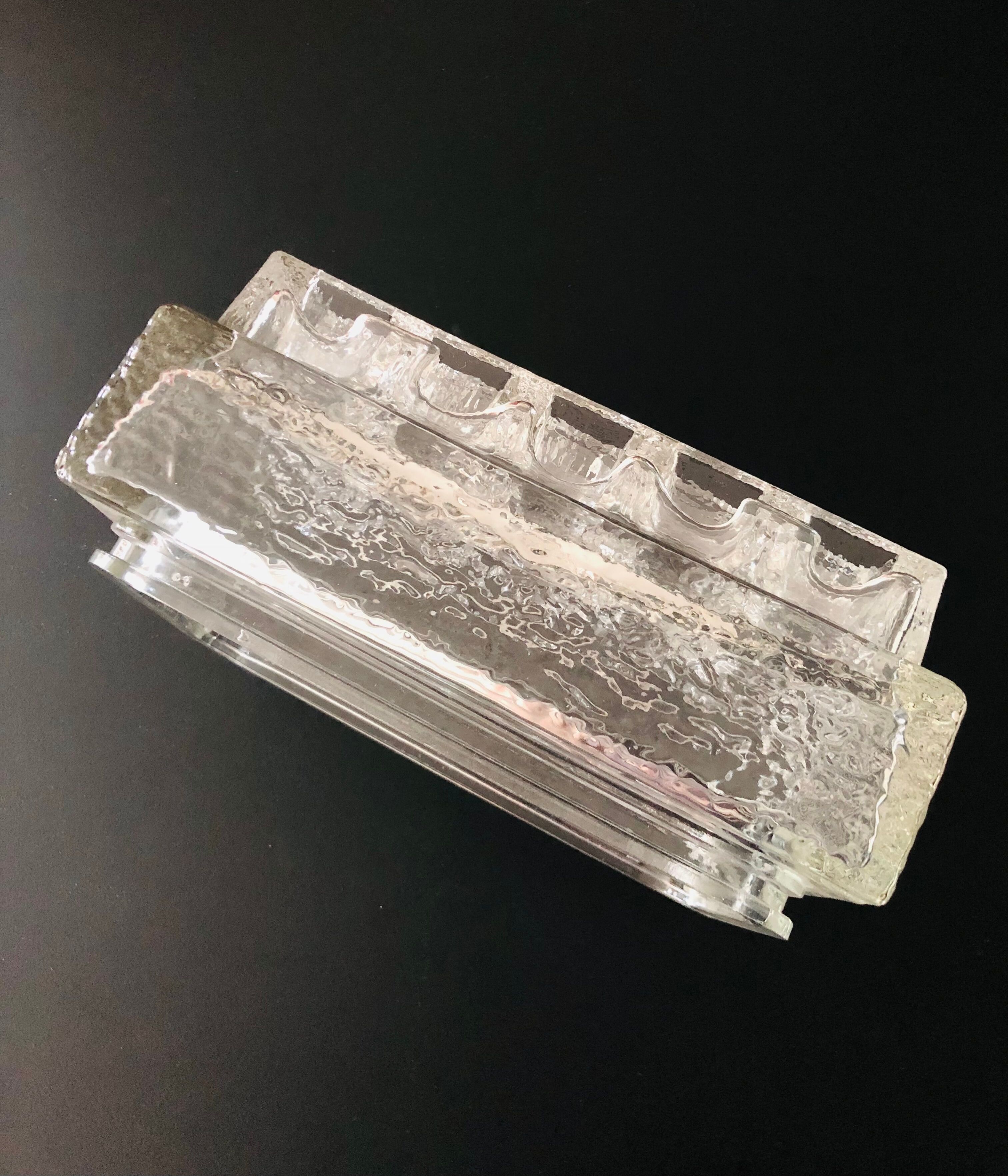 Rectangular embossed glass wall lamp from Limburg, Germany 1970