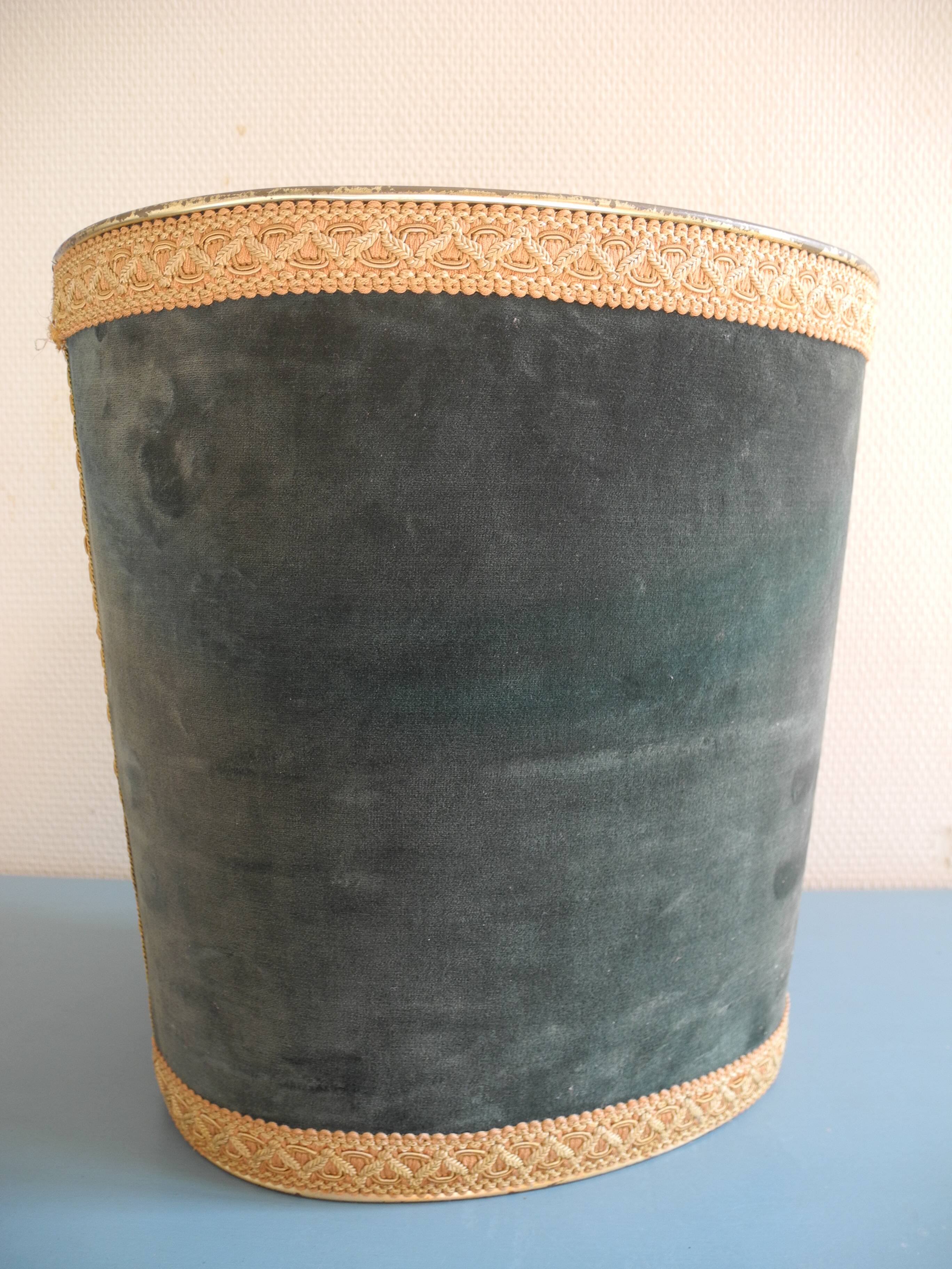 vintage velvet waste paper basket Massilly