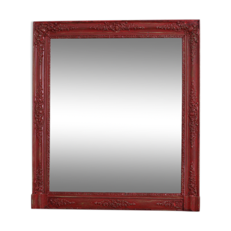 Miroir ancien rouge avec traces or 88x100cm