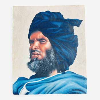 Portrait orientaliste signé felix ekwalla huile sur toile