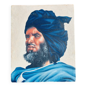 Orientalist portrait signed Felix Ekwalla, oil on canvas.