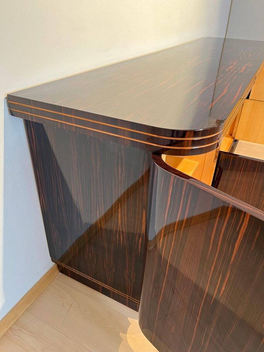 Large Art Deco Sideboard in Macassar Ebony, Maple & Chrome, France, 1930s