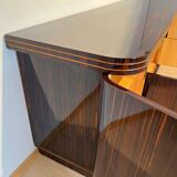 Large Art Deco Sideboard in Macassar Ebony, Maple & Chrome, France, 1930s