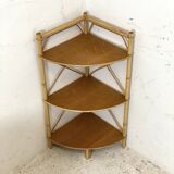 Vintage rattan corner shelf 1960