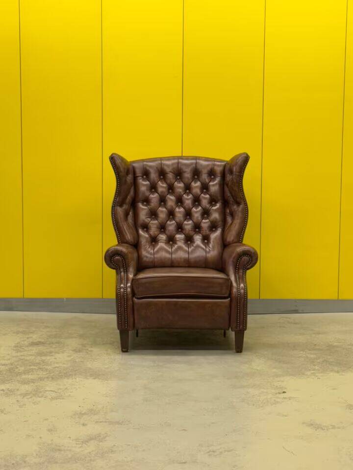 Brown leather Handmade Chesterfield Recliner Armchair