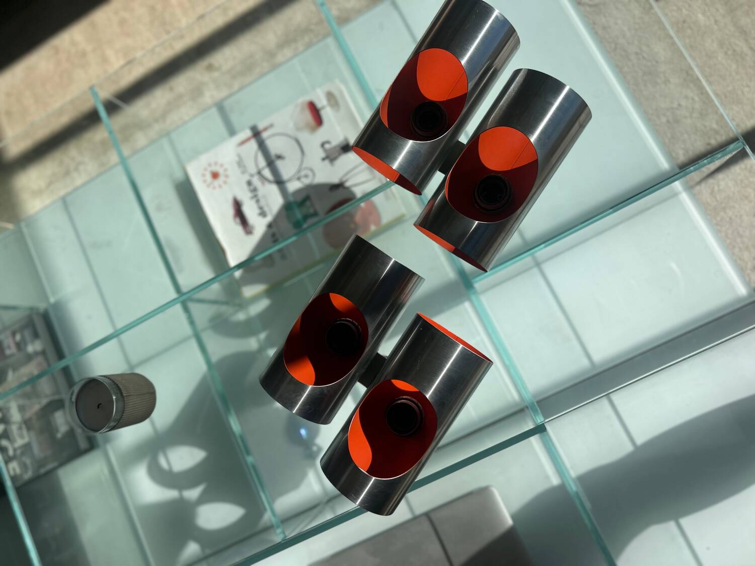 Pair of double oxar wall lights 1970